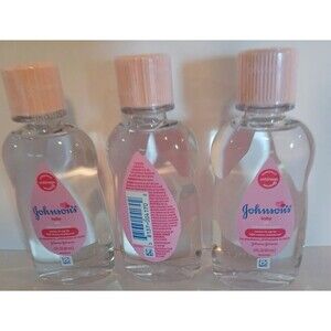 (3) Johnson's Baby Oil, Pure Mineral Oil to Prevent Moisture Loss, 3 Oz TRAVEL